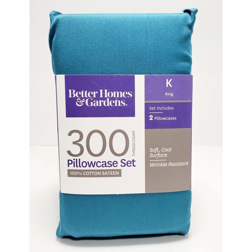 Better Homes & Gardens King Pillowcase Set 100% Cotton 300 Thread Count New